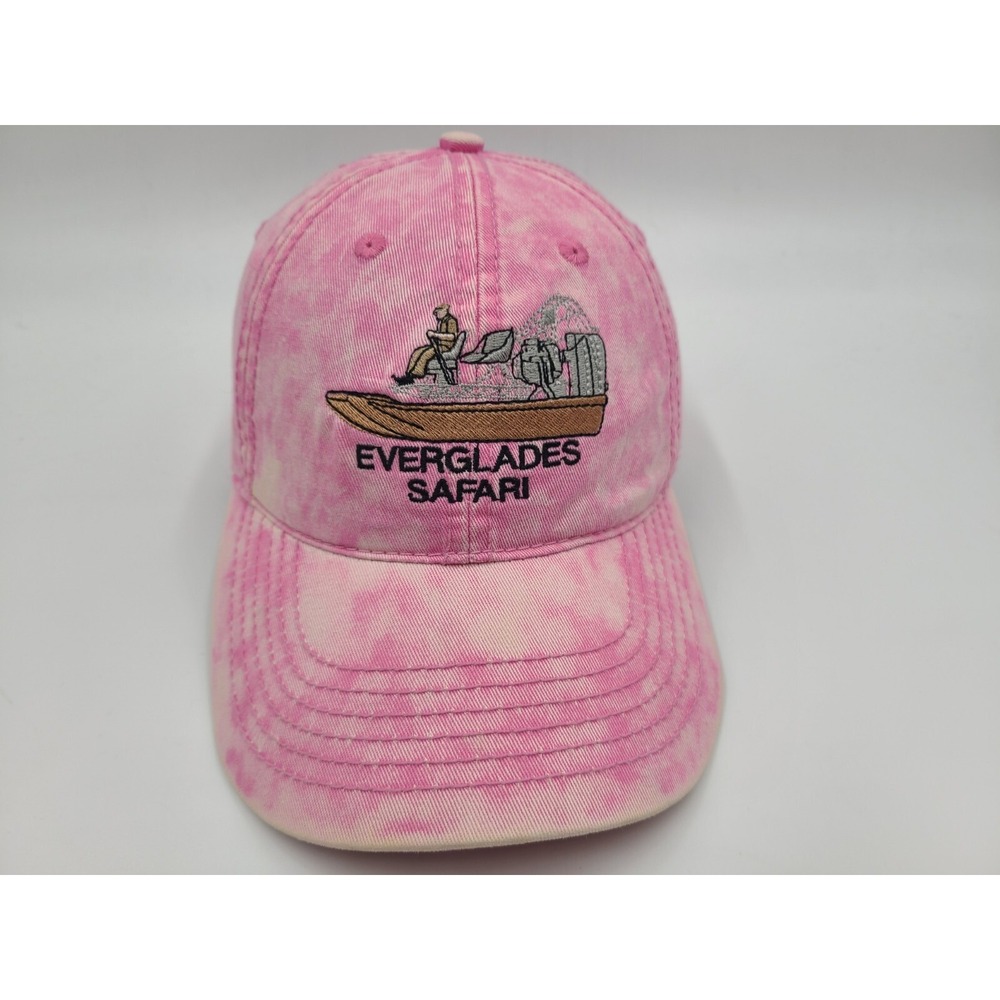 Women Everglades Safari‎ Tie Dye Adjustable Hat Cap Florida Airboat Pink White